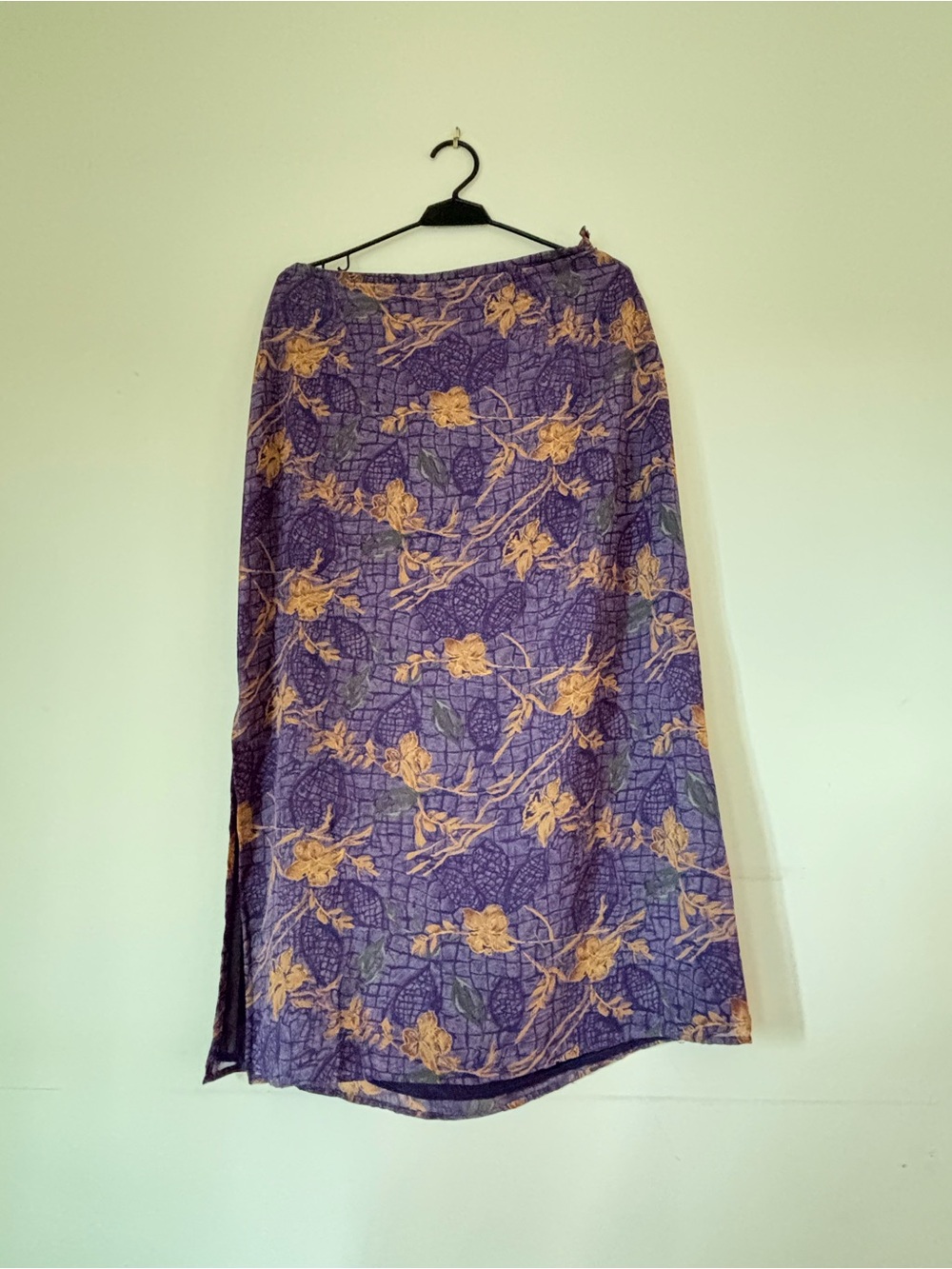 Kathie Lee Collection Purple Floral Maxi Skirt with Yellow Accents